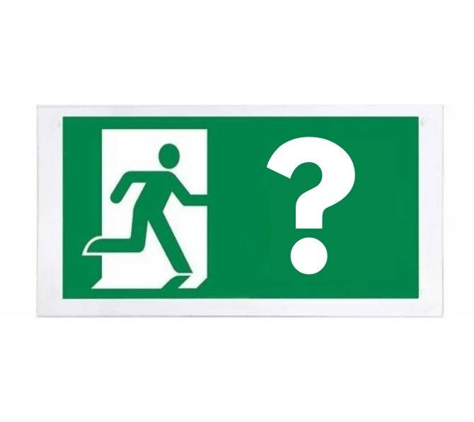 Vluchtweg pictogram met een vraagteken