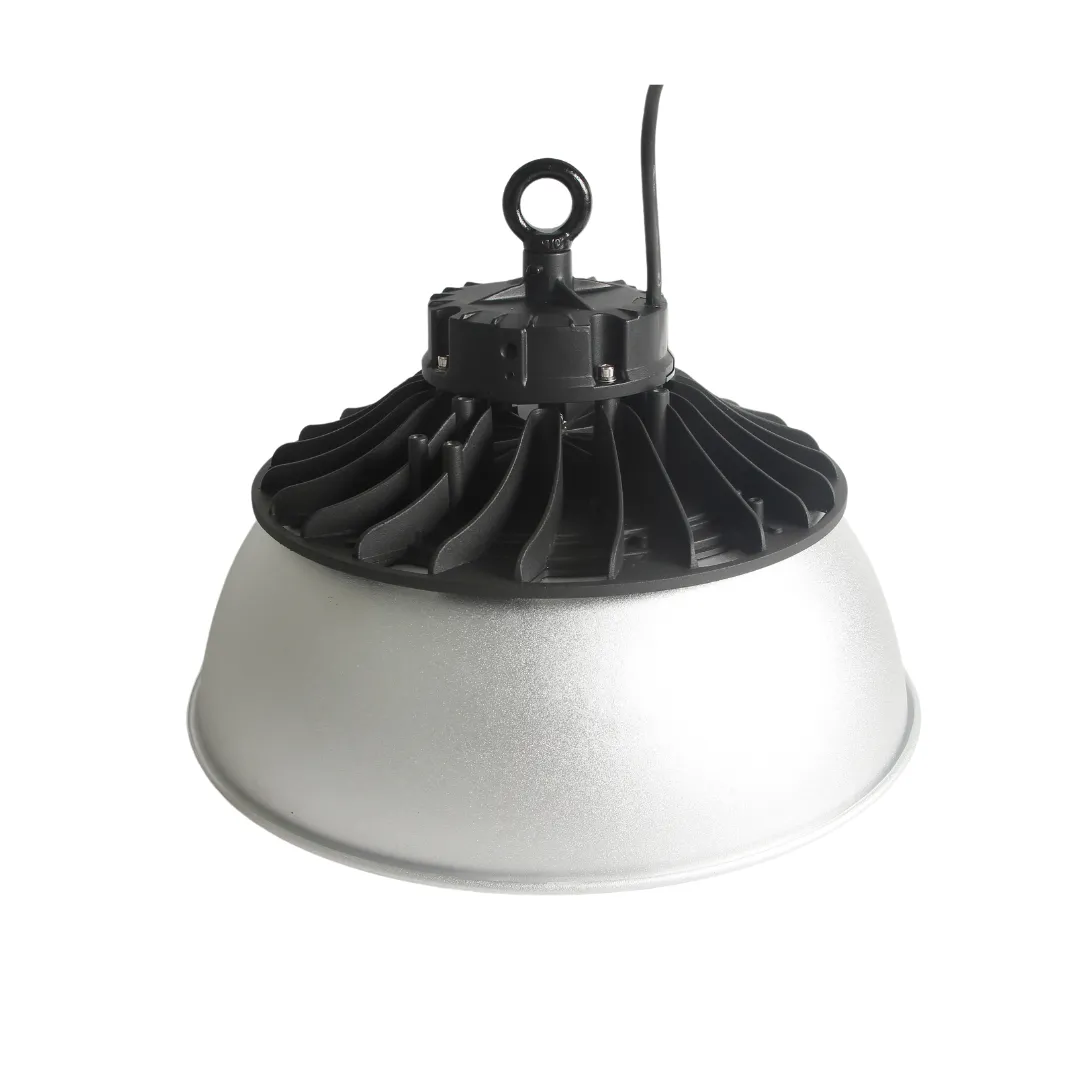 Aluminium lampenkap 100W zilverkleurig met zwarte koelribben