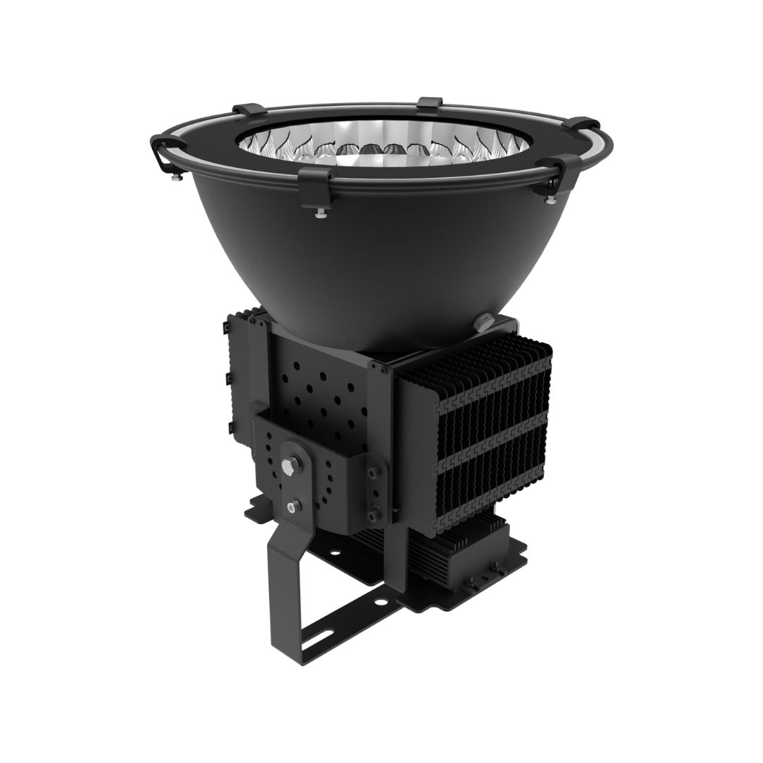 Industriële highbay lamp zwart met aluminium reflector en koelribbelement