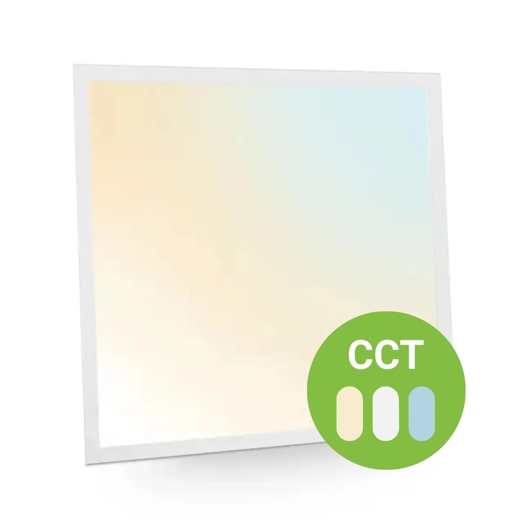 Vierkant CCT LED paneel met instelbare kleurtemperatuur en witte rand