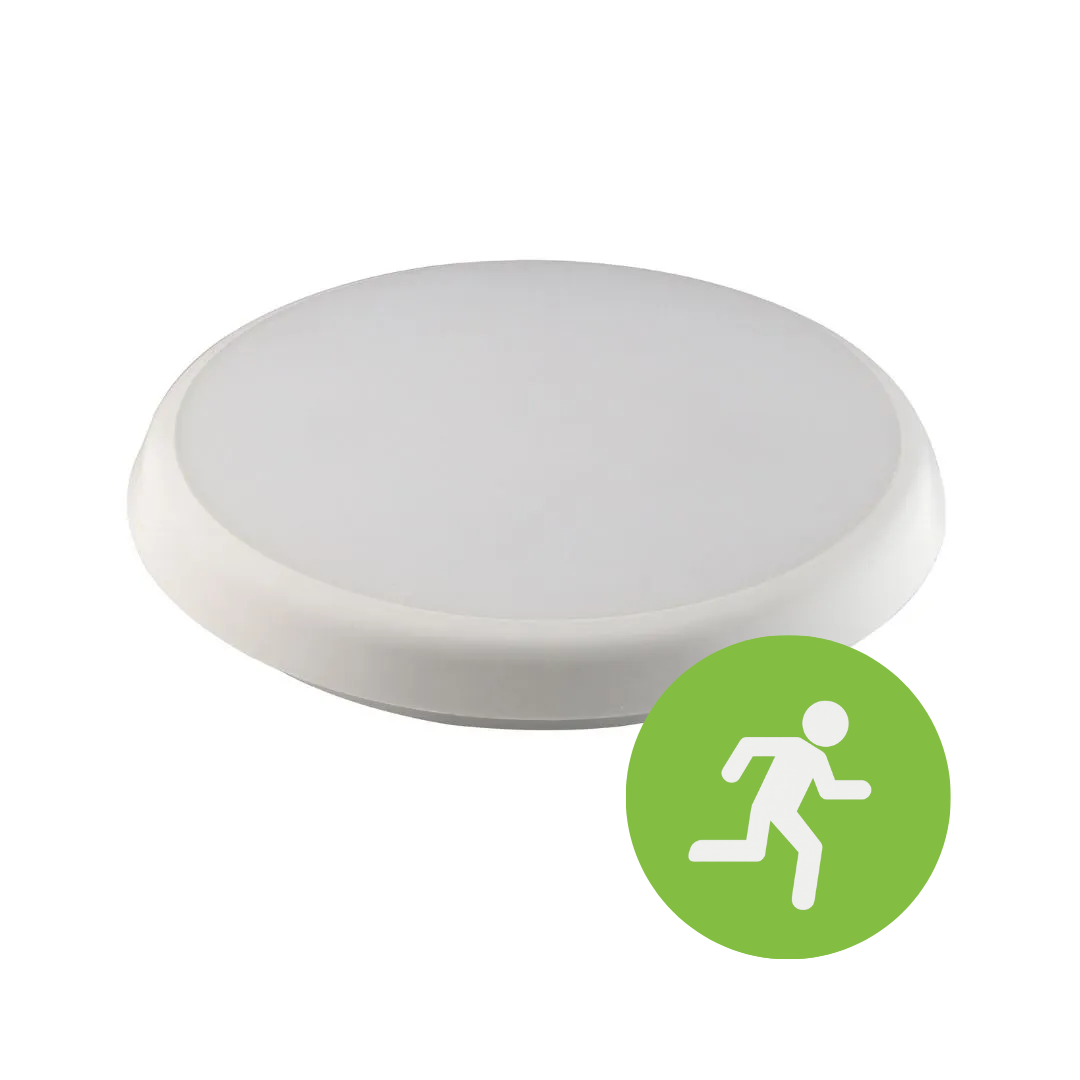 Ronde opbouwarmatuur wit met geïntegreerde noodverlichting