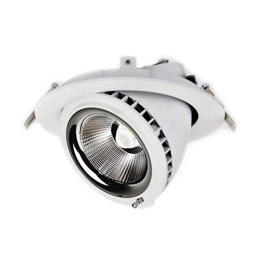 Witte roterende downlight met verstelbare spot en aluminium reflector